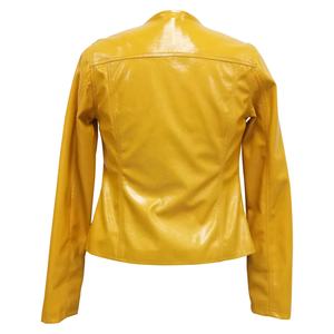 Chaqueta de Motera de Piel de Oveja Amarilla para Mujer, Estilo Regular, Transpirable, Elegante y Moderna para Invierno - Product Image 3