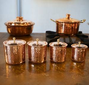Round Copper Utility Canister Handmade Pantry <b>Storage</b> <b>Jar</b> <b>Kitchen</b> Food Vessel Tea Coffee Sugar Container Spice Holder - Product Image 3