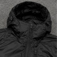 Veste matelassée longue unisexe à capuche, en toile, nylon coupe-vent, polyester standard, manteau d'hiver décontracté, fermeture éclair, noir uni