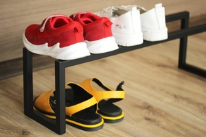 Ultra Slim Black <b>Shoe</b> <b>Rack</b> Dual Level Space Saving Organizer Strong Frame Minimal Design Durable Modern Entryway Storage Unit - Product Image 4