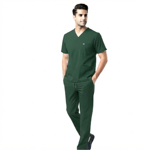 Unisex Cotton Worsted Fabric Scrub Uniform Medical <b>Doctor</b> <b>Set</b> OEM Factory Custom Logo Design Hospital Clothing Needle Detection - Product Image 2