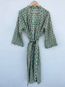 Cotton Digital Print V-neck Kimono <b>Robe</b> | Handmade Floral Boho Cover | Lightweight Summer Quick <b>Dry</b> Luxury Lounge <b>Robe</b> | <b>Women's</b> - Product Image 5
