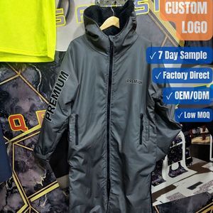 Veste de sport longue unisexe imperméable doublée en sherpa, fermeture éclair intégrale, capuche, personnalisable OEM ODM, vente en gros - Product Image 1