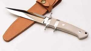Couteau de survie à lame fixe fait main pour le camping en plein air, outil robuste en acier inoxydable, couteau utilitaire de terrain type Bowie avec manche en os blanc - Product Image 6