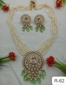 Traditional Brass Pearl Kundan Peacock <b>Necklace</b> <b>Set</b> with Earrings <b>Bridal</b> Wedding & Party Jewelry - Product Image 2