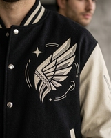 Veste de baseball varsity personnalisée haut de gamme pour homme, style streetwear, imperméable, col côtelé embossé, corps en polyester/coton, PU