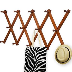 Handcrafted Expandable Wooden Accordion Wall Coat Rack Foldable Wall Mounted Clothes Hat Bag Hook Organizer <b>Rustic</b> Home Entryway - Product Image 1