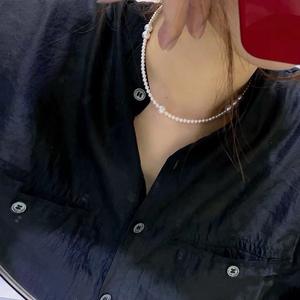 Conjunto de Collar y Pendientes de Perlas de Cielo Estrellado, Cadena de Clavícula de Plata de Ley S925 con Cadena de Agua Dulce Natural, Conjunto de Dos Piezas - Product Image 4