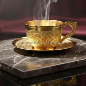 Royal Brass <b>Cup</b> and <b>Saucer</b> with Traditional Indian Craftsmanship and Timeless Appeal for Festive Occasions - Product Image 2
