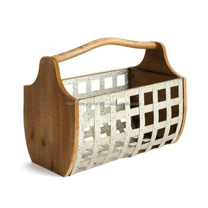 Carrito de metal galvanizado de diseño moderno con 4 compartimentos \ utensilio de picnic de cocina de granja rústica Holderh - Product Image 4