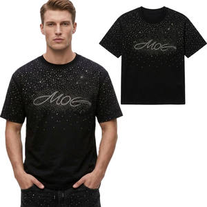 Camisetas de algodón para hombre con logo de diamantes de imitación, estilo urbano, manga corta, cuello redondo, proveedor de ropa personalizada al por mayor - Product Image 1