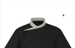 Black Chef Coat Grey Collar <b>Short</b> <b>Sleeve</b> - Product Image 2