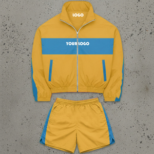 Custom Lightweight Men's Nylon Windbreaker Shorts Set High Quality Windproof Design Plus Size Stylish Side <b>Button</b> Short Set - Product Image 6