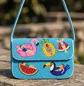 Bolso Étnico Bordado con Cuentas para Mujer, Bolso de Hombro con Bordado Floral Premium, Bolso de Mano Elegante Hecho a Mano con Cuentas Florales, Estilo Bohemio - Product Image 4