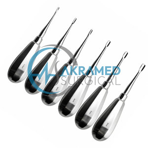 Juego de 6 Elevadores Dentales Veterinarios con Asa |   Elevadores de Raíces con Mango Corto |   Kit de Extracción Quirúrgica Animal de Acero Inoxidable - Product Image 3