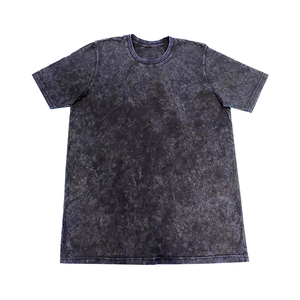T-shirt délavé noir pour homme, col rond, manches courtes, 100 % coton, coupe classique, toutes saisons, couleur unie, haut décontracté - Product Image 3