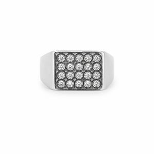 925 Sterling <b>Silver</b> Square Cluster Cubic Zirconia Signet <b>Ring</b> for <b>Men</b> Wedding Party Gift High Polish Finish - Product Image 2