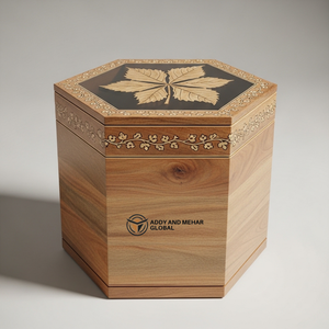 Taburete Hexagonal de Madera Tallado a Mano al por Mayor, Mesa Auxiliar Decorativa con Incrustaciones Artesanales, Madera Maciza de Calidad Premium para Entrada o Dormitorio - Product Image 1