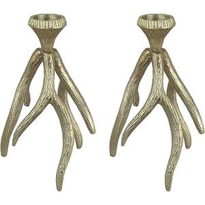 Antler Style <b>Brass</b> <b>Candlestick</b> <b>Holder</b> 10-5/8" Height Home Decoration - Product Image 6