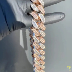 18mm Hip Hop Fashion Jewelry Wholesale Two Tone Luxury Men Diamond <b>Iced</b> <b>Out</b> VVS Moissanite Diamond Cuban Link <b>Chain</b> - Product Image 2