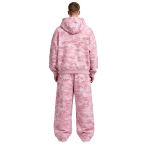 Conjunto de dos piezas de sudadera con capucha oversize de camuflaje con cremallera y joggers de pierna ancha, estampado de camuflaje, personalizable con logo, estilo urbano, corte holgado, ¡superventas! - Product Image 3