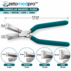 Triangular Mandrel <b>Pliers</b> <b>Small</b> Medium Large Jumbo 6.75in 4mm to 20mm Jaws Stainless Steel PVC Grip Jewelry Setting ZETOMEDPRO - Product Image 5