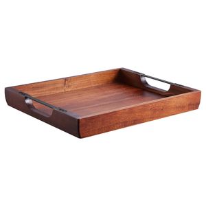 Vassoio di Servizio in Legno di Acacia con Manici, Vassoio Rustico Decorativo per Colazione e Servizio a Letto - Product Image 2