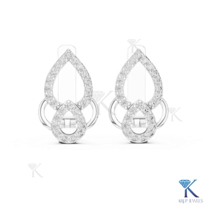 Boucles d'oreilles créoles à fermoir à pression en or massif 18 carats pour femme, serties de diamants CVD cultivés en laboratoire sur mesure et d'émeraudes taille pavé, pour mariage et soirée - Product Image 5