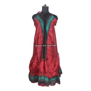 Nouvelle Robe Sari en Soie Bohème d'Été, Robe Sari en Soie Bohème à Col Halter et Col en V, Vêtements Hippie Bohème pour Femme, Sari en Soie Vintage Indien - Product Image 5