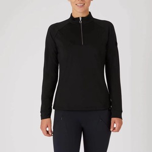 Camiseta Interior de Manga Larga con Cierre para Mujer, Negra, Tejida, Transpirable, Reversible, de Secado Rápido, para Montar a Caballo - Product Image 2