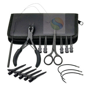 Kit d'outils professionnels de pose d'extensions de cheveux nouées à la main, 16 pièces, de qualité supérieure – Pinces, ciseaux et pinces de marquage en matériau composite durable - Product Image 1