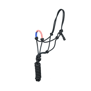 Black Nylon Braided Rope Horse Halter with Patriotic Beaded Noseband & <b>Lead</b> Rope Adjustable <b>Training</b> Halter OEM Bulk - Product Image 6
