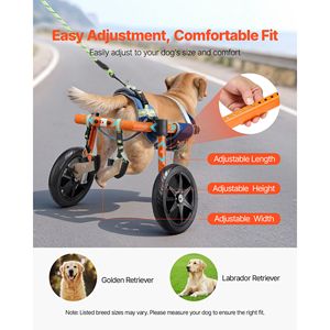 Lightweight 2-Wheel Manual <b>Dog</b> <b>Wheelchair</b> Adjustable Height Width and Length Cart with Shock Abs <b>for</b> Back Legs - Product Image 5