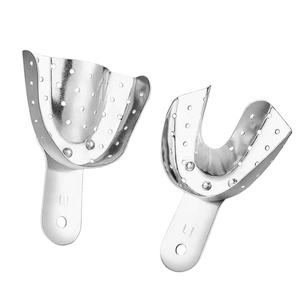 Ensemble de porte-empreintes dentaires en acier inoxydable non perforés pour empreintes solides des dents supérieures et inférieures – Équipements dentaires manuels - Product Image 4