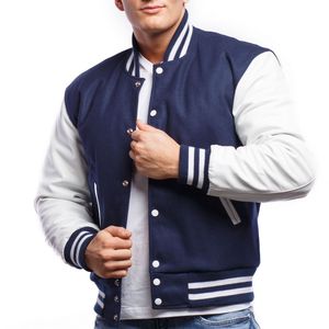 2024 Navy Blue Wool College <b>Jackets</b> for <b>Men</b> High Quality Varsity Letterman Winter Streetwear Thin Winter <b>Jacket</b> - Product Image 5