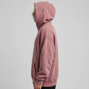 เสื้อฮู้ดซิปโอเวอร์ไซส์สำหรับผู้ชาย ยี่ห้อ Amkoor พิมพ์ลายตัวอักษร สไตล์ลำลอง ผ้าฟลีซสีชมพู ดีไซน์กระเป๋าเสื้อ เหมาะสำหรับใส่ในฤดูใบไม้ผลิ ผลิตจากผ้าฝ้าย 100% - Product Image 4