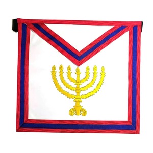 23rd Degree Scottish Rite <b>Apron</b> <b>White</b> with Red & Blue Moire Demanding Catholic Accessories In Wholesale Price - Product Image 1