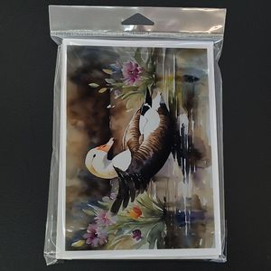 Whimsical A7 Size 5x7 Common Eider Duck Blank <b>Note</b> <b>Cards</b> Pack of 8 with Envelopes for <b>Greetings</b> - Product Image 3