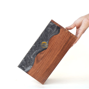 Handcrafted Ocean Wave Resin & Natural Wood Cremation Urn Blue Epoxy Ashes <b>Box</b> Artistic Funeral Memorial Keepsake by AYAANS - Product Image 5