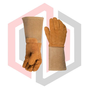 Gants de soudage TIG orange en cuir de porc, antidérapants, sans silicone, polyester enduit de nitrile lisse, anti-coupure, anti-statique, résistants à la chaleur - Product Image 4
