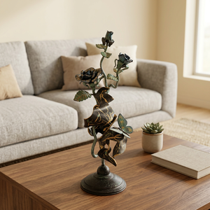 Escultura de Hierro Forjado Khang Hung Phat, Base Redonda Pintada, Adorno Decorativo Elegante para el Hogar o Jardín, Accesorios para Cercas, Naturaleza - Product Image 5