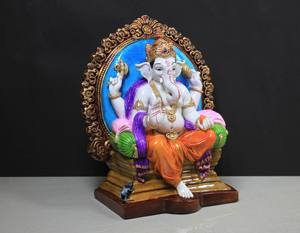 Statue de Ganesh assis multicolore en résine artisanale Nirmala, figurine Ganpati pour la décoration de la maison et du temple - Product Image 2