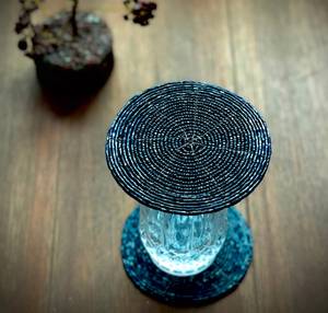 Handmade Navy <b>Blue</b> Beaded <b>Coasters</b> - Set of 6 - Decorative Cup <b>Coasters</b> - Product Image 1