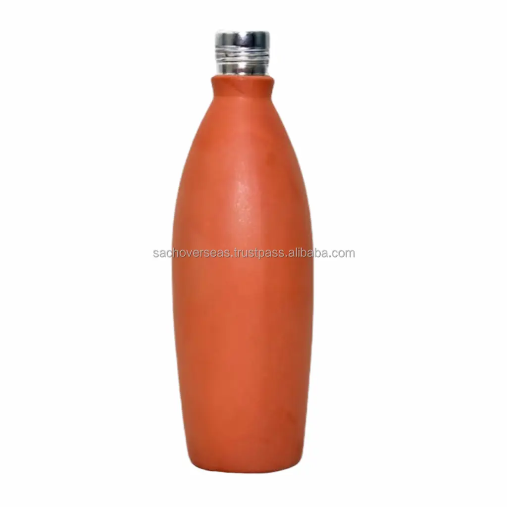 Organic Non Toxic Pure Clay Eco Friendly Water Bottle For Drinking Water, Earthenware Brown Terracotta Custom Water Bottles