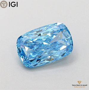 Diamant CVD de laboratoire, clarté VVS2, couleur bleu vif fantaisie, 2,01 carats, certifié IGI, taille coussin, pour design solitaire Soulmate - Product Image 1