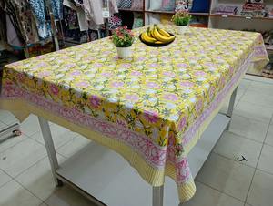 Handmade Hand Block Print Floral Rectangular Cotton <b>Tablecloths</b>-Eco-Friendly Durable Modern Design India Manufacturer - Product Image 4