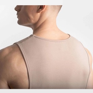 Trending Summer Mens Gym Tank <b>Top</b> V-neck <b>Loose</b> Fit Long Line Cotton/Bamboo Fiber Curved Hem Sleeveless Heat-Transfer Printing - Product Image 3