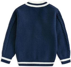 เสื้อคาร์ดิแกนคอวีระบายอากาศได้ดีสำหรับผู้ชาย เนื้อผ้านุ่มลายทางสไตล์วาร์ซิตี้ ให้ความสบายยาวนาน - Product Image 2