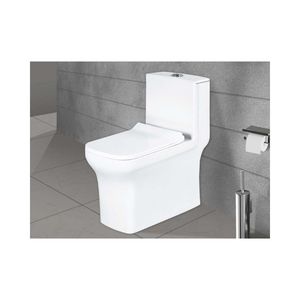 Inodoro de esquina de una pieza, elegante y moderno, de porcelana blanca, 640x360x725mm, inodoro de cerámica para uso comercial en baños. - Product Image 1