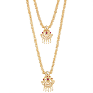Ensemble de colliers superposés de créateur en pierres Pota et perles - Product Image 2